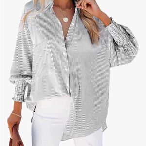 Women’s Charcoal Stripe Button-Up Blouse